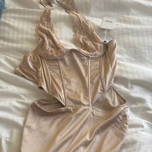 Chic Satin Lace Maxi Dress